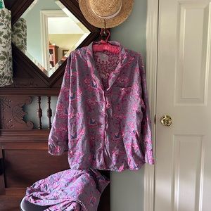 Printfresh long sleep set, 1X pink/purple hue